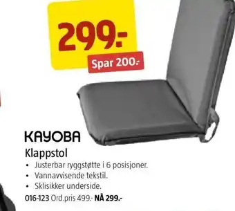 Jula Kayoba Klappstol tilbud