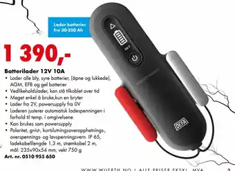 Batterilader 12V 10A