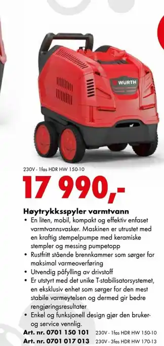 Høytrykksspyler varmtvann
