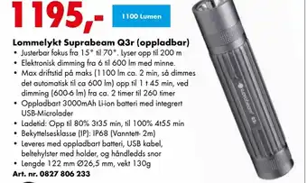 Würth Lommelykt Suprabeam Q3r ( oppladbar ) tilbud