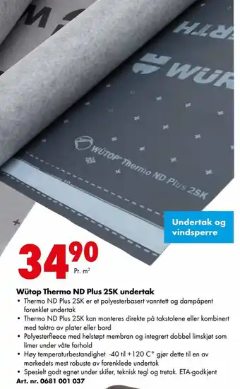 Würth Wütop Thermo ND Plus 2SK undertak tilbud