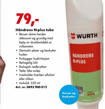 Würth Håndrens N-Plus Tube tilbud