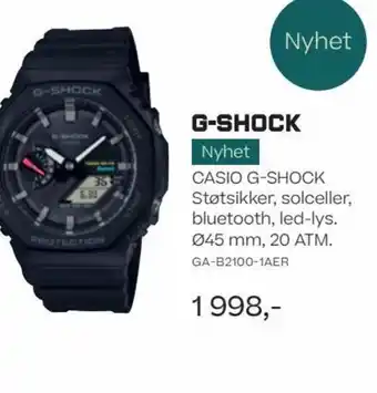 Bjørklund Casio G-Shock Støtsikker, Solceller, Bluetooth, Led-Lys tilbud