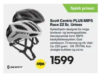 XXL Sport Scott Centric PLUS MIPS Race 22 Sr. Unisex tilbud