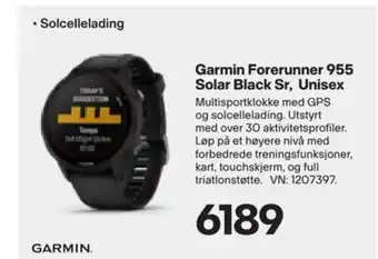 XXL Sport Garmin Forerunner 955 Solar Black Sr, Unisex tilbud