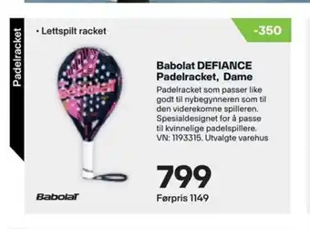 XXL Sport Babolat DEFIANCE Padelracket, Dame tilbud
