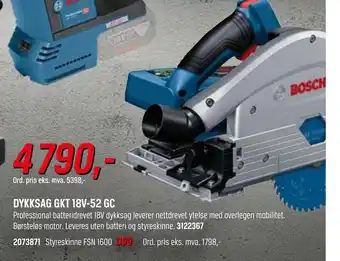Tools Bosch Dykksag Gkt 18V-52 Gc tilbud