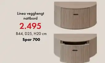 Fagmøbler Linea vegghengt nattbord tilbud
