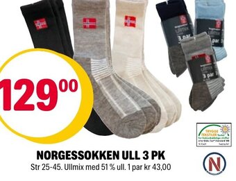 Coop Extra Norgessokken Ull 3 Pk tilbud