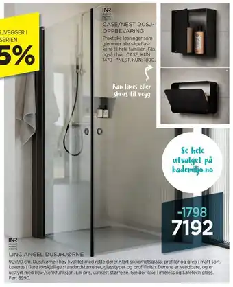 Bademiljø Linc angel dusjhjørne tilbud