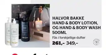 Halvor bakke hand & body lotion, og hand & body wash 500ml