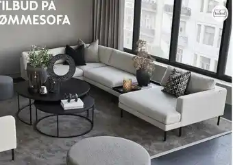 Bohus Hjørnesofa oppsett 200 høyre i tekstil philip beige med svarte ben 188x328x118, h 74 cm tilbud