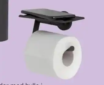 Bademiljø Toalettrullholder med Hylle i Sort matt. tilbud