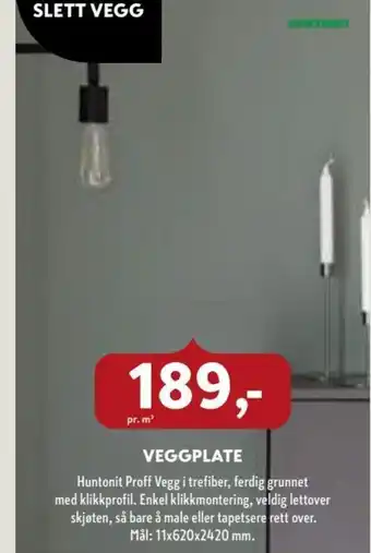 Byggmakker Veggplate Huntonit Proff Vegg i Trefiber tilbud