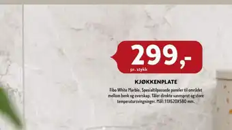Kjøkkenplate Fibo White Marble