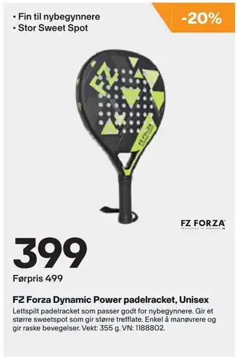 XXL Sport Fz forza dynamic power padelracket, unisex tilbud