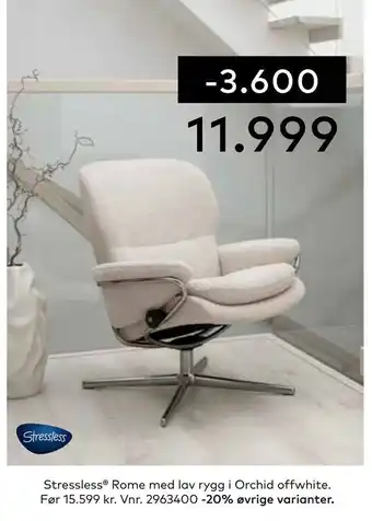 Skeidar Stressless® rome med lav rygg i orchid offwhite tilbud