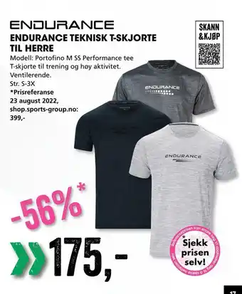 Sport Outlet Endurance teknisk t-skjorte til herre tilbud
