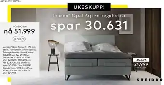 Jensen® opal aqtive ii i 178 grå stein, tempsmart overmadrass