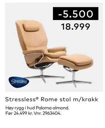 Skeidar Stressless® rome stol m/krakk tilbud