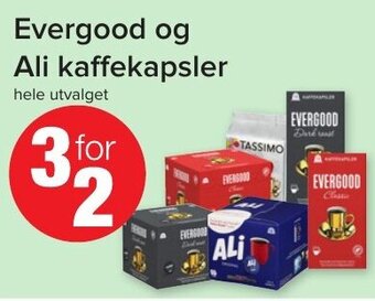 Spar Evergood og Ali Kaffekapsler tilbud