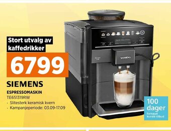 POWER Siemens Espressomaskin tilbud