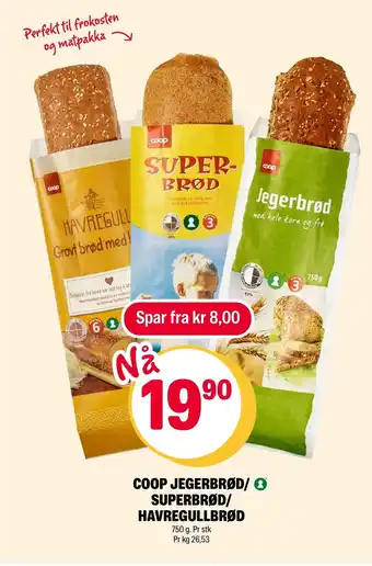 Coop Extra Coop Jegerbrød/Superbrød/Havregullbrød tilbud