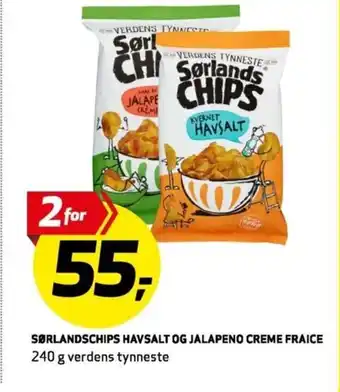 Bunnpris Sørlandschips Havsalt Og Jalapeno Creme Fraice tilbud