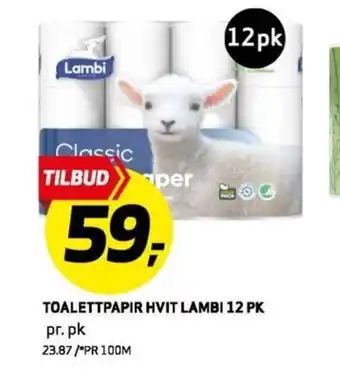 Bunnpris Toalettpapir Hvit Lambi 12 pk tilbud