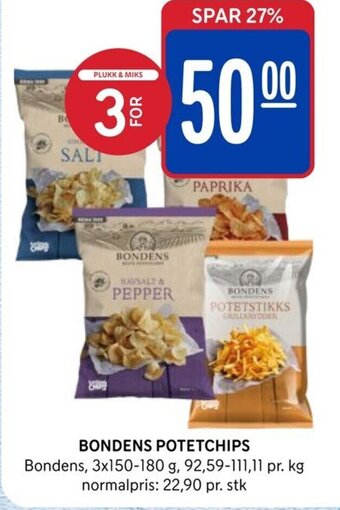 Rema 1000 Bondens Potetchips tilbud