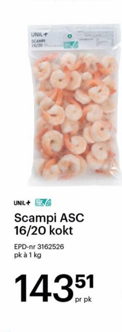Storcash Scampi ASC 16/20 kokt tilbud