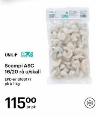 Storcash Scampi ASC 16/20 rå u/ skall tilbud