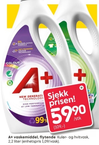 Rusta A+ vaskemiddel-flytende tilbud