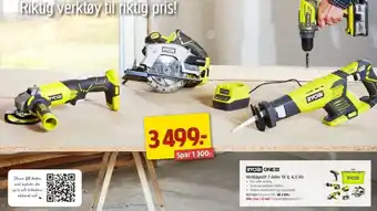 Jula Ryobi Verktøysett 7 delar 18 V,4 0 Ah tilbud