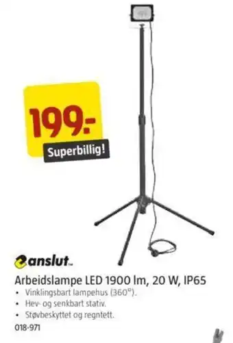 Jula Anslut Arbeidslampa LED 1900 Im,20 W,IP65 tilbud