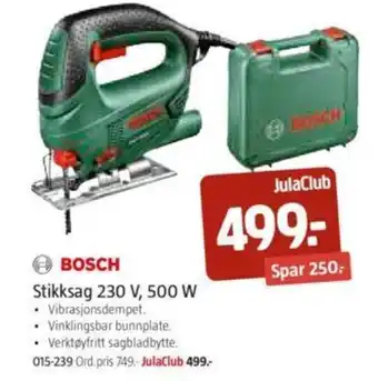 Jula Bosch Stikksag 230 V,500 W tilbud