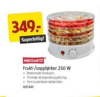Jula Frukt-/Sopptørker 250 w tilbud