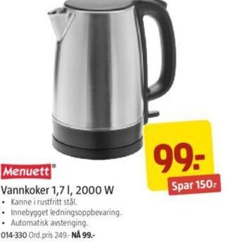 Jula Vannkoker 1, 7 l, 2000 W tilbud