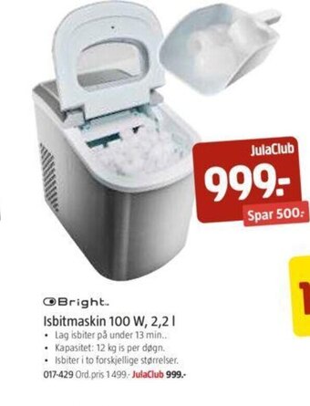 Jula Isbitmaskin 100 W, 2.2 l tilbud