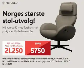 Bohus Paz hvilestol med fotskammel tilbud