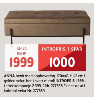 Bohus Anna benk med oppbevaring tilbud