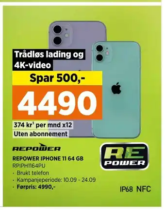 POWER Repower iphone 11 64 gb tilbud