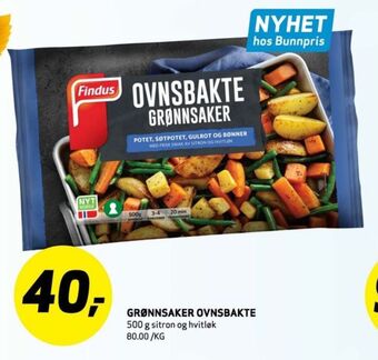 Bunnpris Findus grønnsaker tilbud