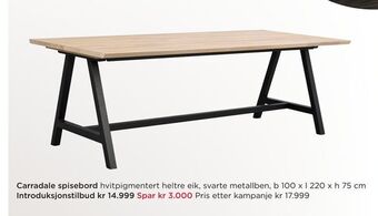 Møbelringen Carradale spisebord tilbud