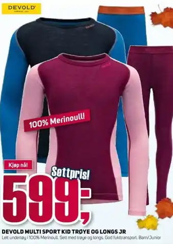 Sport 1 Devold Multi Sport Troye Og Longs JR tilbud