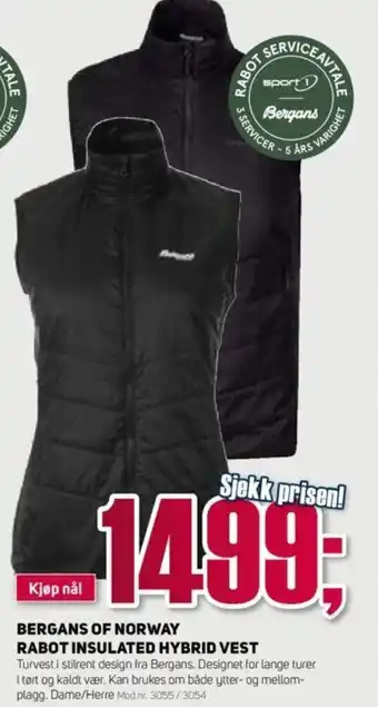 Sport 1 Bergans Of Norway Rabot Insulated Hybrid Vest tilbud