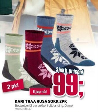 Sport 1 Kari Traa Rusa Sokk 2PK tilbud