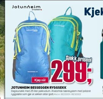 Sport 1 Jotunheim Besseggen Ryggsekk tilbud