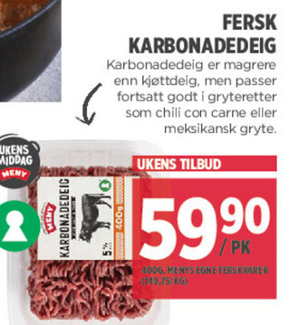 Meny Fersk Karbonadedeig tilbud