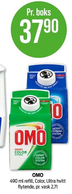 Kiwi Omo vaskemiddel-flytende tilbud